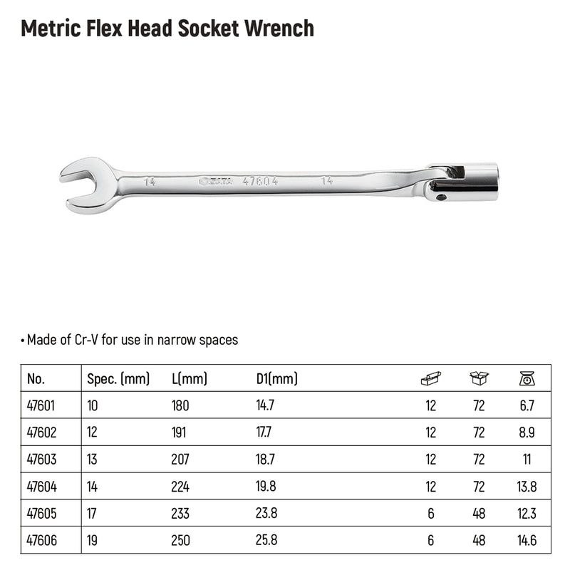 Cờ lê miệng tuýp lắc léo, hệ mét SATA kích thước từ 10mm - 19mm