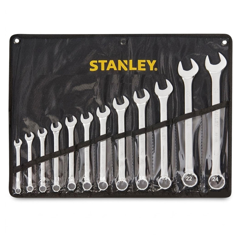 Bộ cờ lê vòng miệng hệ mét 12 chi tiết Stanley STMT80943-8 kích thước 6mm đến 24mm đựng trong túi vải cuộn màu đen