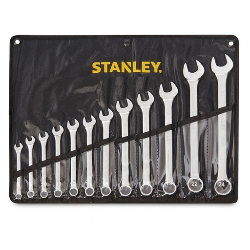 Bộ cờ lê vòng miệng hệ mét 12 chi tiết Stanley STMT80943-8 kích thước 6mm đến 24mm đựng trong túi vải cuộn màu đen