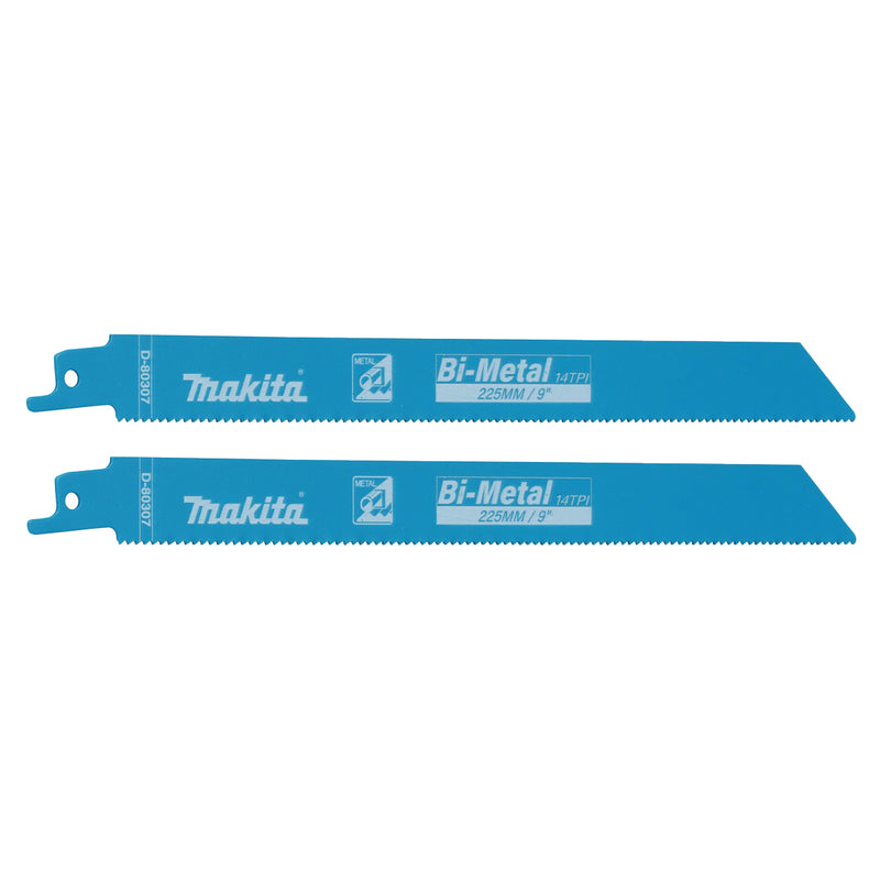 Hộp 2 lưỡi cưa kiếm Bi-Metal Makita D-80307 dùng cho kim loại, số răng 14 TPI, chiều dài 225mm