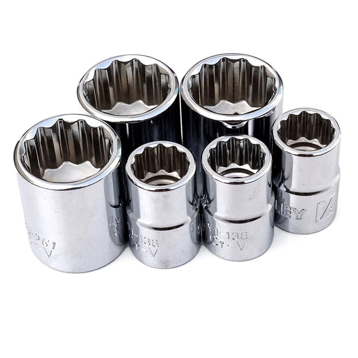 Các đầu tuýp 12 cạnh mạ Chrome bóng cốt 1/2 inch Stanley chuẩn Bi-Hex nhiều kích thước