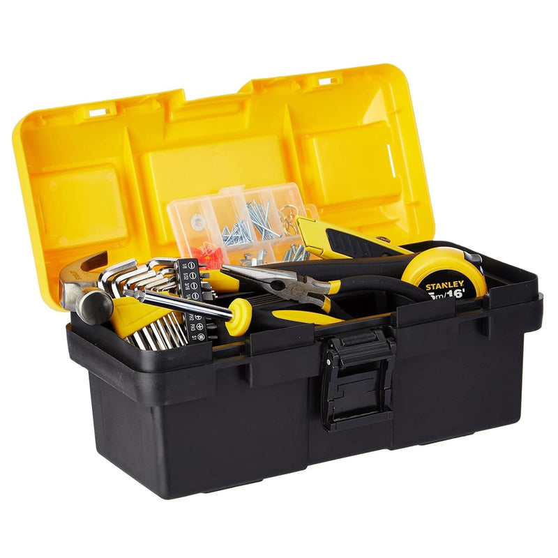 Bộ dụng cụ gia đình 132 chi tiết Stanley STHT77663 kèm hộp nhựa 13.5 inch gồm búa, kìm, thước cuộn 5m và phụ kiện