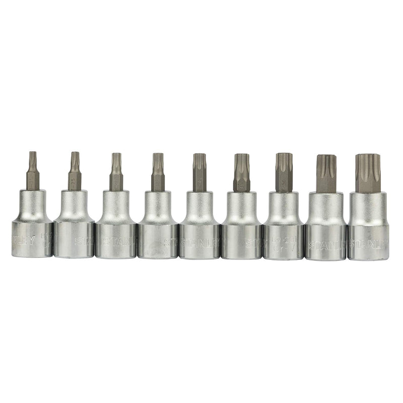 Bộ mũi vặn vít đầu sao gắn đầu siết bu lông cốt 1/2 inch, 9 chi tiết Stanley 89-098 kích thước từ T20- T60