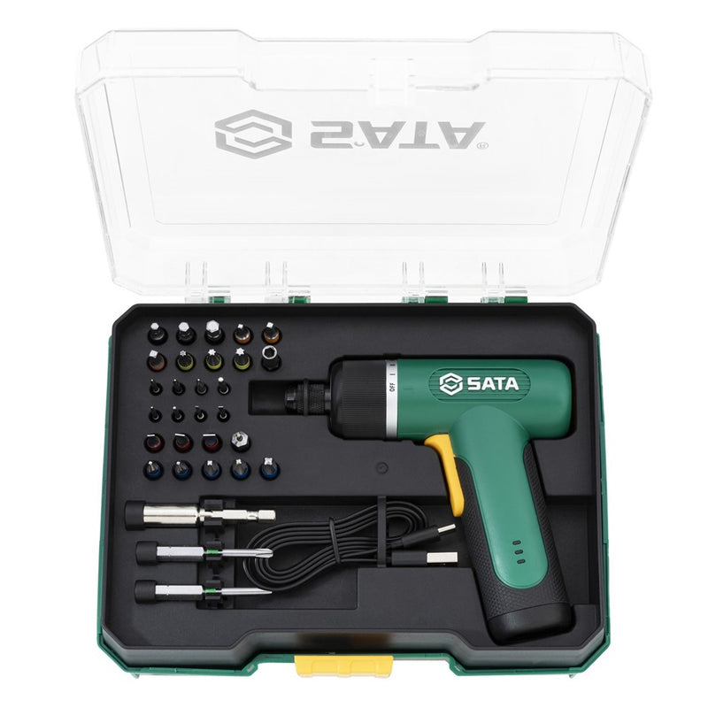 Bộ máy vặn vít và phụ kiện 32 chi tiết SATA 151052 dùng Pin sạc 3.7V