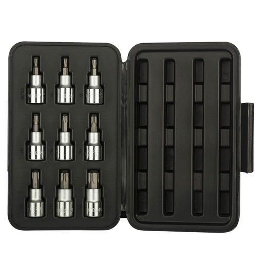 Bộ mũi vặn vít đầu sao Torx cốt 1/2 inch 9 chi tiết Stanley 89-098 (T20 - T60) đựng trong hộp nhựa đen