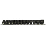 Bộ đầu tuýp đen va đập 13 chi tiết cốt 1/2 inch Stanley STMT73916-8 gắn trên thanh ray giữ dụng cụ chuyên dụng