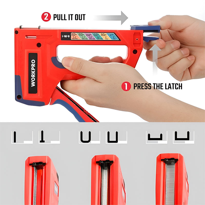 Kìm bấm đinh ghim đa năng 6 chức năng, có thể dùng nhiều loại đinh ghim Workpro WP223002