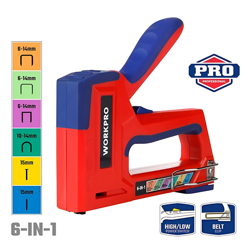 Kìm bấm đinh ghim đa năng 6 chức năng, có thể dùng nhiều loại đinh ghim Workpro WP223002