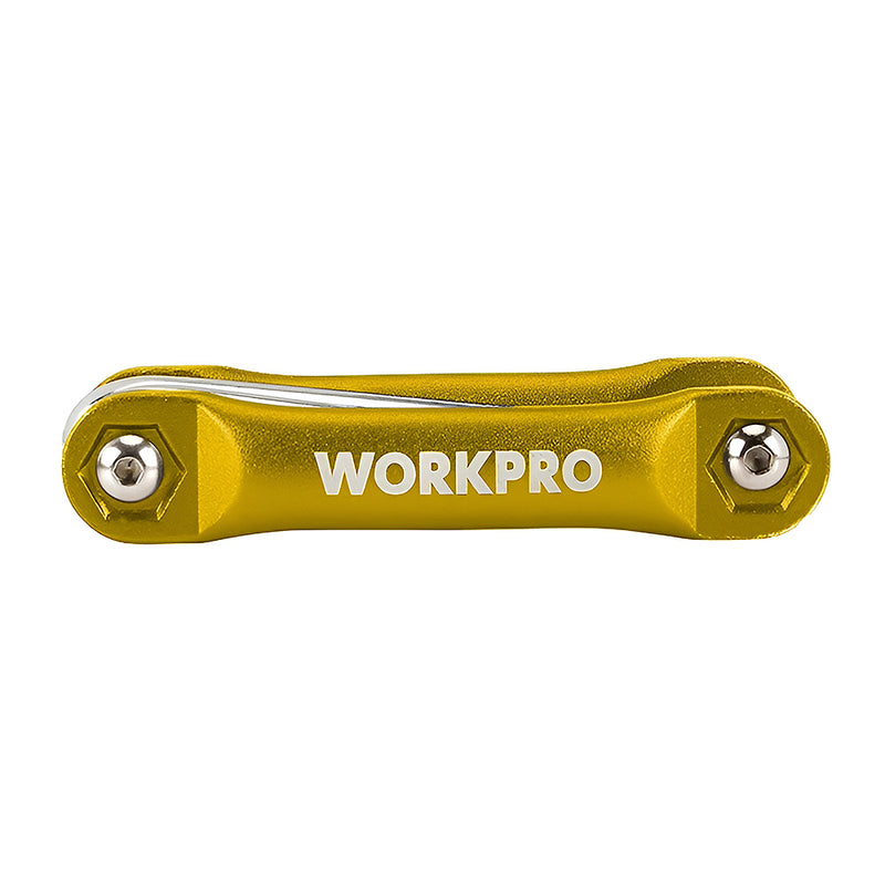 Bộ 8 cây lục giác đầu sao gấp gọn, cán cầm bằng hợp kim nhôm, vật liệu thép CR-V Workpro WP222025