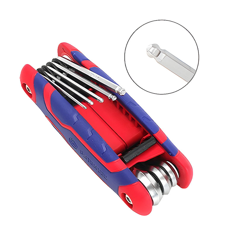 Bộ 8 cây lục giác đầu bi gấp gọn, hệ mét, thép CR-V Workpro WP222020