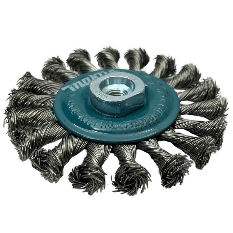 Bánh cước kim loại sợi Inox xoắn Makita D-77528 đường kính 100mm, cốt M10 dùng cho các máy mài góc 100mm ( Cấp 2 sao )