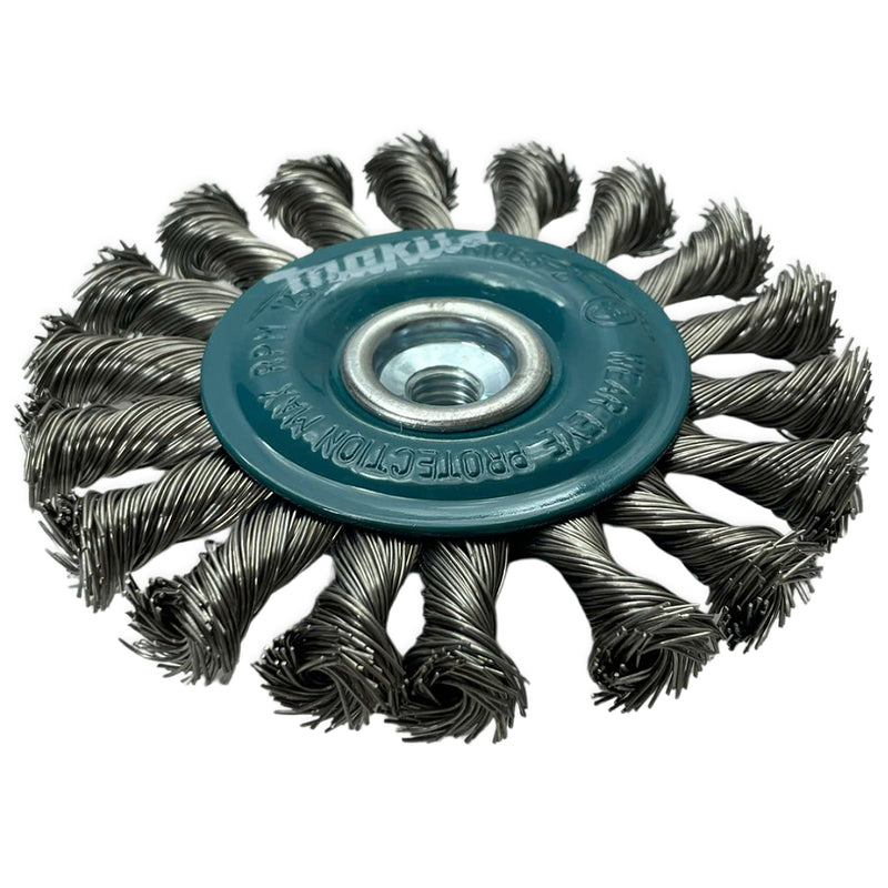 Bánh cước kim loại sợi Inox xoắn Makita D-77528 đường kính 100mm, cốt M10 dùng cho các máy mài góc 100mm ( Cấp 2 sao )