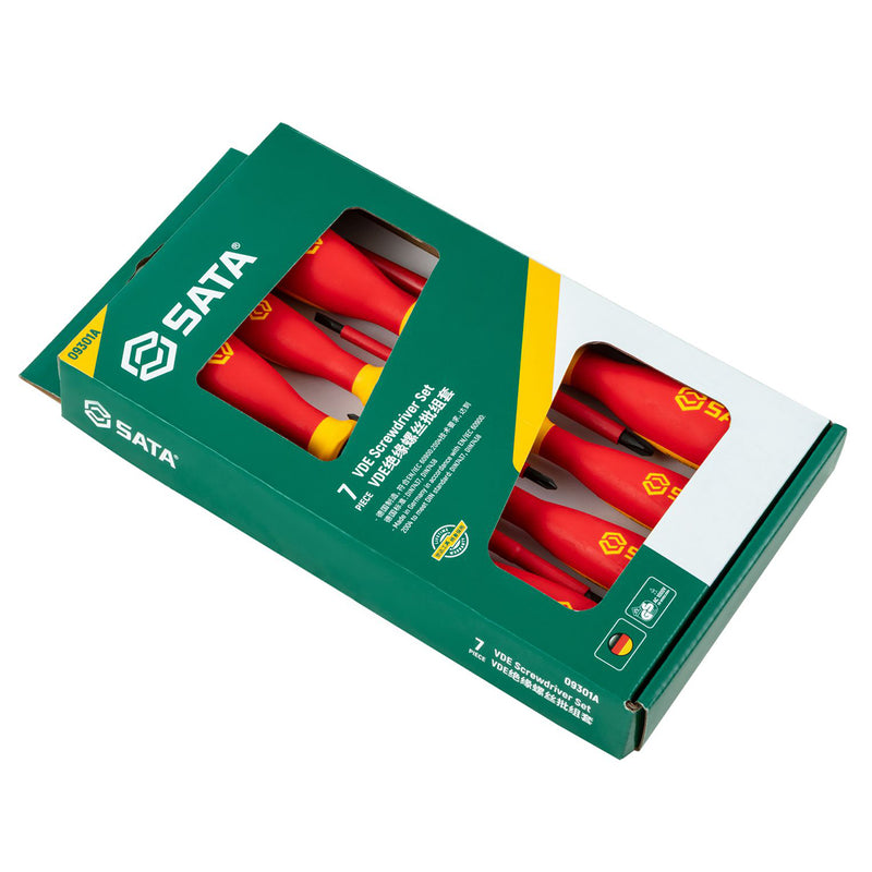 Bộ tua vít cách điện 1000V VDE, 7 chi tiết SATA 09301A