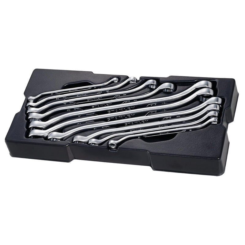 Bộ khay cờ lê 2 đầu vòng hệ mét 10 chi tiết Stanley STMT74177-8 kích thước từ 6mm đến 24mm xếp gọn trong khay định hình nhựa đen Transmodule