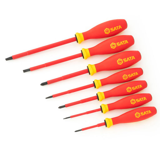 Bộ tua vít cách điện 1000V VDE SATA 09301A, 7 chi tiết, tay cầm chống trượt