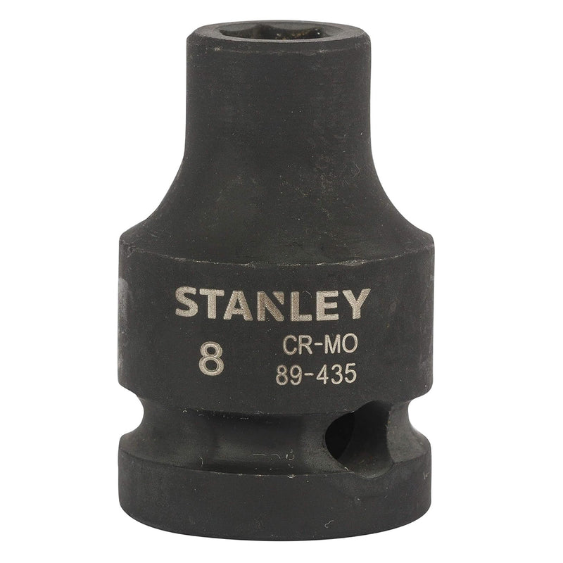 Đầu tuýp đen impact, ngắn cốt 1/2 inch Stanley chất liệu thép Cr-Mo chịu lực cao