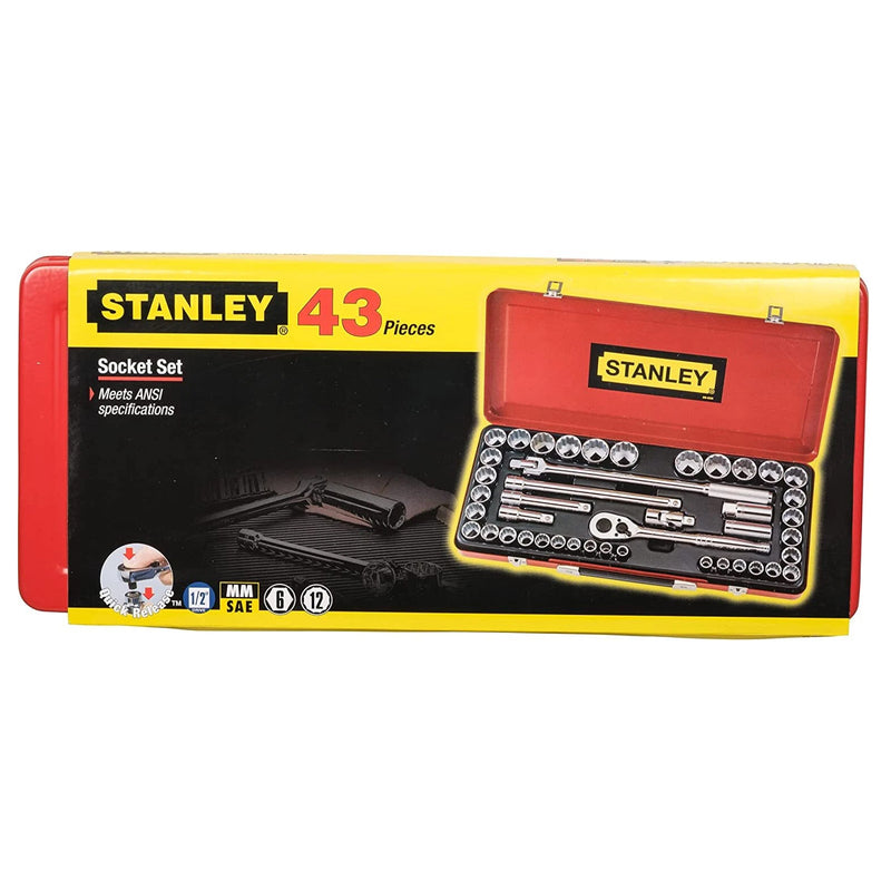 Bộ đầu tuýp hệ mét và hệ inch kết hợp, cốt 1/2 inch, 43 chi tiết Stanley 89-509