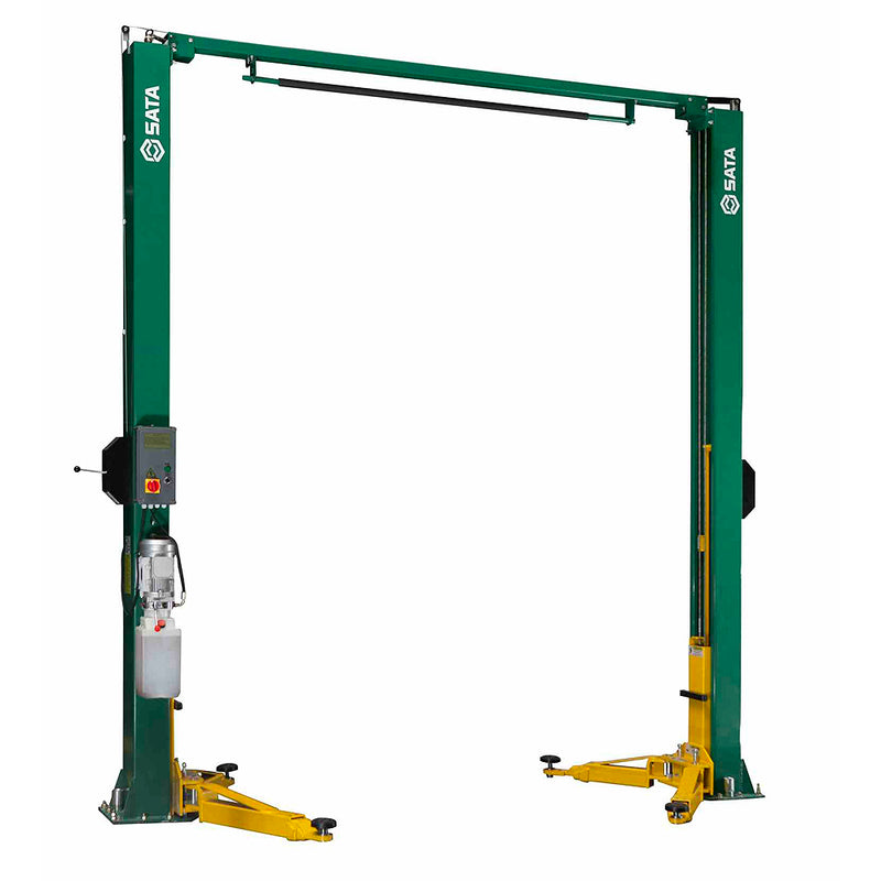 Cầu nâng ô tô 2 trụ SATA AE5102-3 4 tấn, điện 380V, sàn thông thoáng, tay nâng 2+3 đoạn, an toàn, bền bỉ