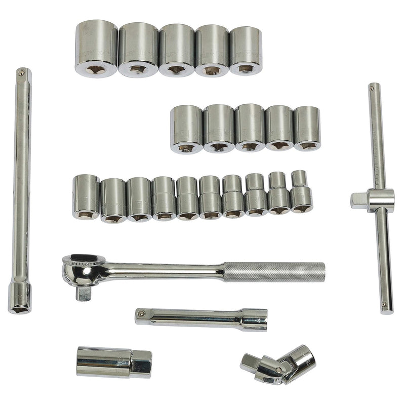 Bộ đầu tuýp kèm cần siết cốt 1/2 inch, 27 chi tiết Stanley 86-477 kích thước từ 10mm - 32mm