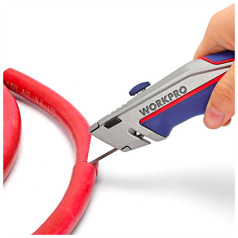 Dao rọc đa năng hạng nặng, thân nhôm, lưỡi dao trượt 3 vị trí, thay lưỡi nhanh Workpro WP213014 (mã cũ W013029)