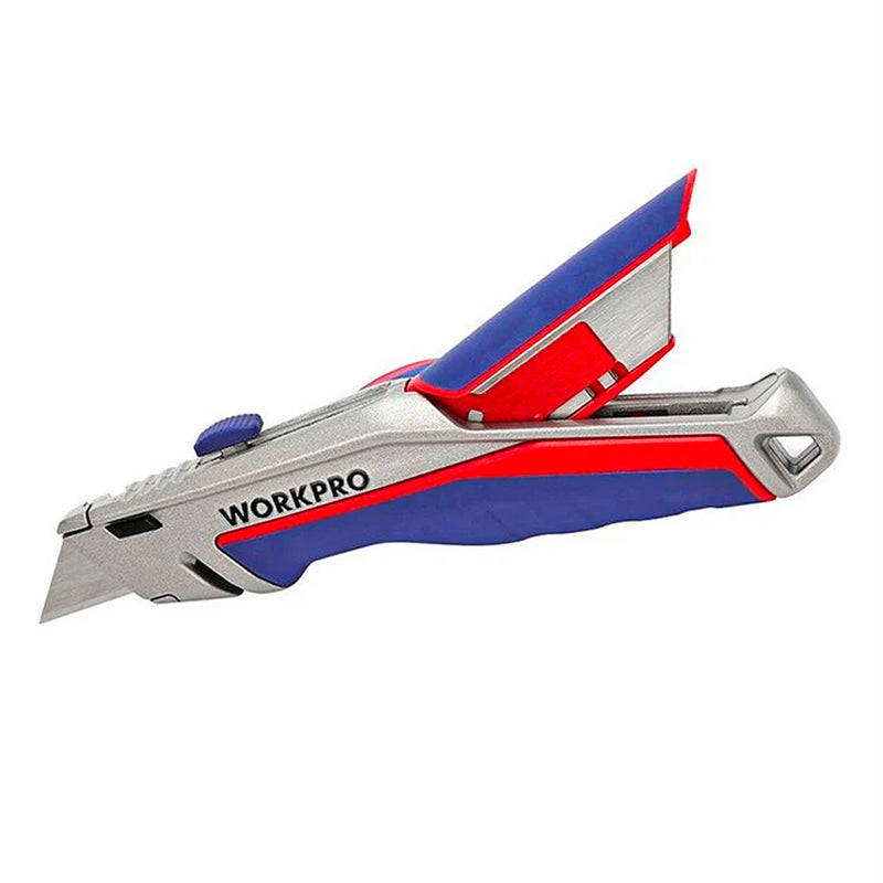 Dao rọc đa năng hạng nặng, thân nhôm, lưỡi dao trượt 3 vị trí, thay lưỡi nhanh Workpro WP213014 (mã cũ W013029)