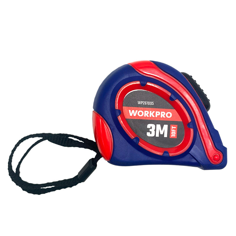 Thước kéo thép tự khóa loại tốt, nền vàng, số đo hệ met và inch Workpro