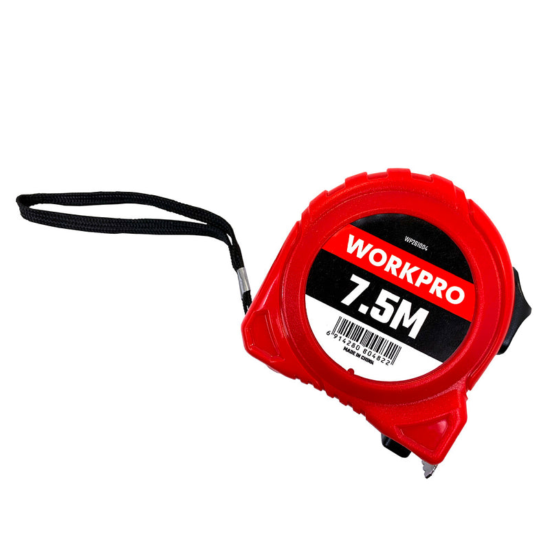 Thước kéo thép, vỏ nhựa chống sốc, nền trắng, số đo hệ met Workpro