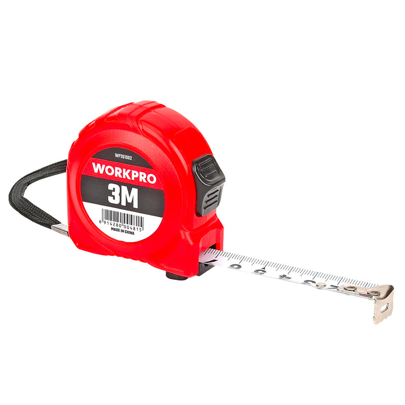 Thước kéo thép, vỏ nhựa chống sốc, nền trắng, số đo hệ met Workpro