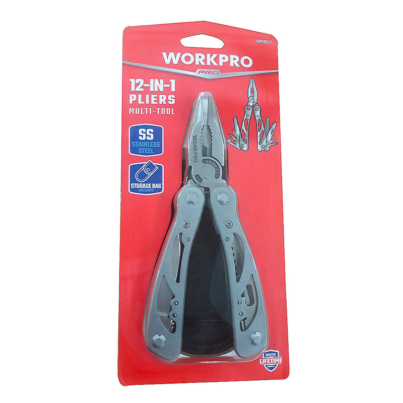 Kìm đa năng 12 trong 1, vật liệu bằng thép không gỉ Workpro WP382001