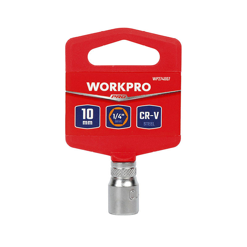 Đầu tuýp cốt 1/4 inch bằng thép CR-V, loại ngắn tiêu chuẩn, đầu lục giác 6 cạnh (4-14mm) Workpro