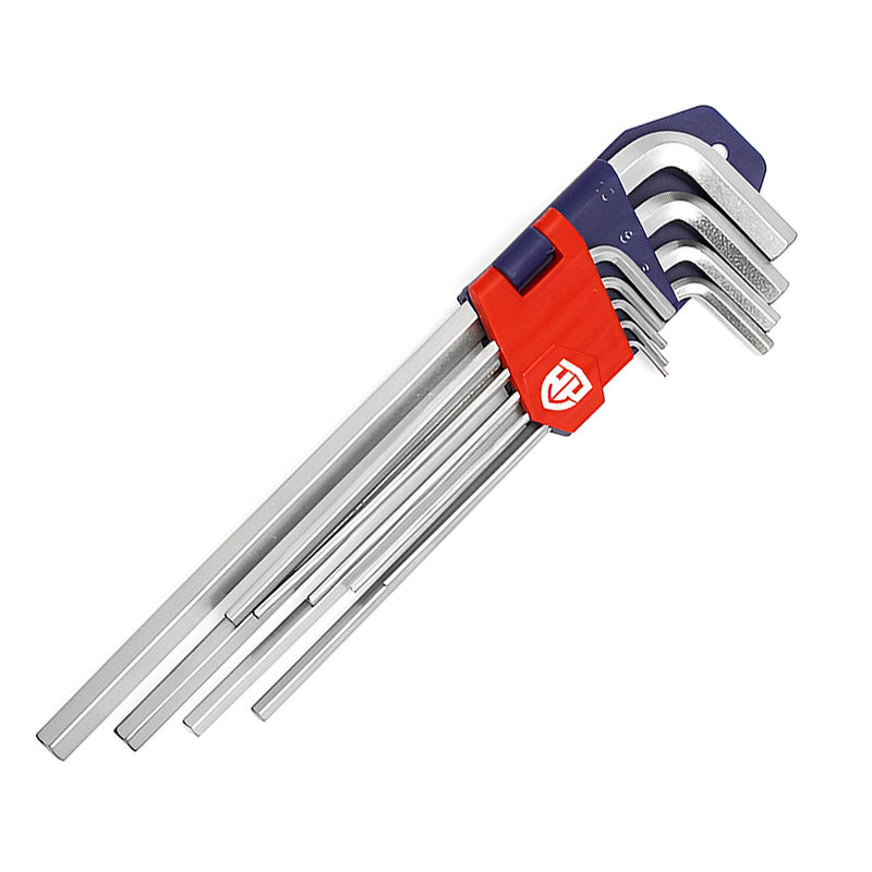 Bộ 9 cây lục giác đầu thẳng kiểu chữ L, loại dài hệ mét, thép CR-V Workpro WP222005