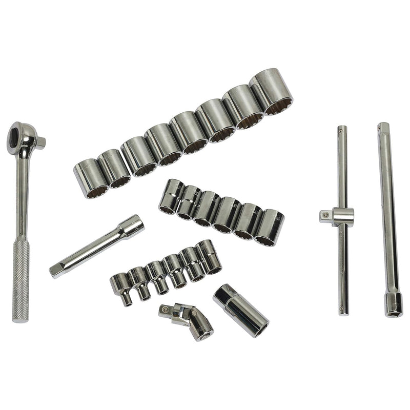 Bộ đầu tuýp kèm cần siết hệ inch,  cốt 1/2 inch, 25 chi tiết Stanley 86-478 kích thước từ 1/4 inch đến 1-1/4 inch