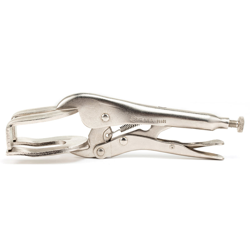 Kìm bấm chết chữ U SATA 71401, kẹp hàn 205mm, mở hàm 62mm, mạ Niken chống gỉ