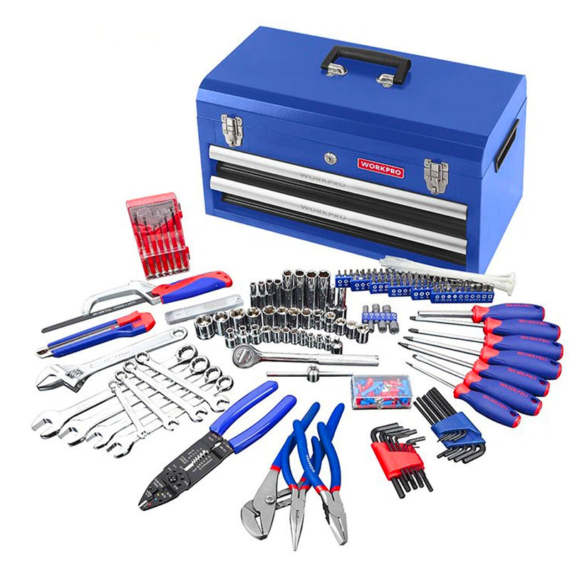 Bộ dụng cụ cơ khí 239 món đựng trong tủ sắt có khay kéo workpro WP209033