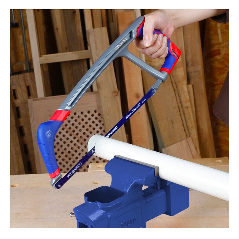 Khung cưa sắt thân nhôm 300mm (12 inches) kèm lưỡi cưa sát Bi-metal, tay cầm bọc nhựa chống trượt Workpro WP215027