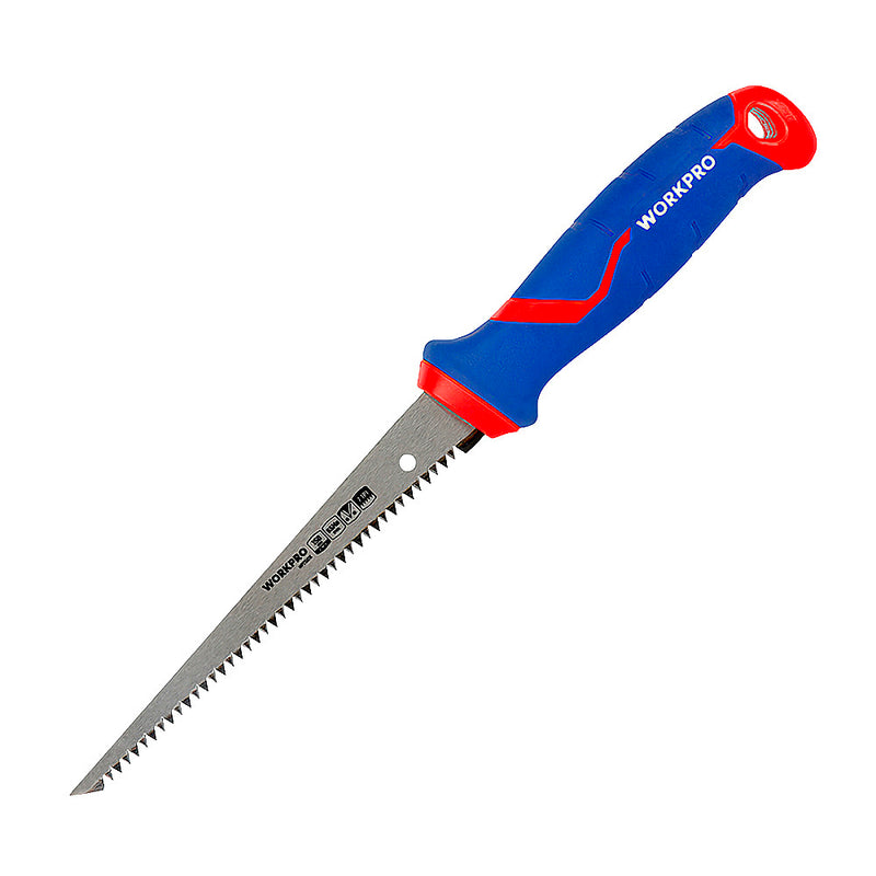 Cưa tay mini lưỡi cưa bằng thép, có đầu nhọn, dài 150mm (6 inches), số răng 7TPI Workpro WP215016