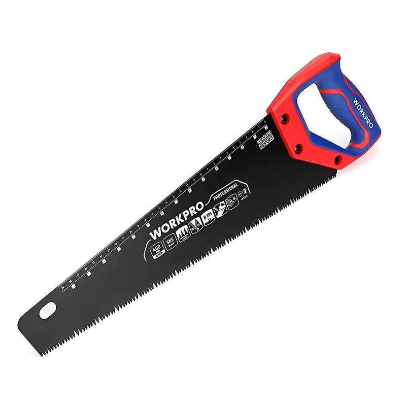 Cưa bảng cầm tay loại tốt, lưỡi cưa bằng thép SK5, dài 400mm (16 inches), tay cầm bằng nhựa chống trượt Workpro WP215013