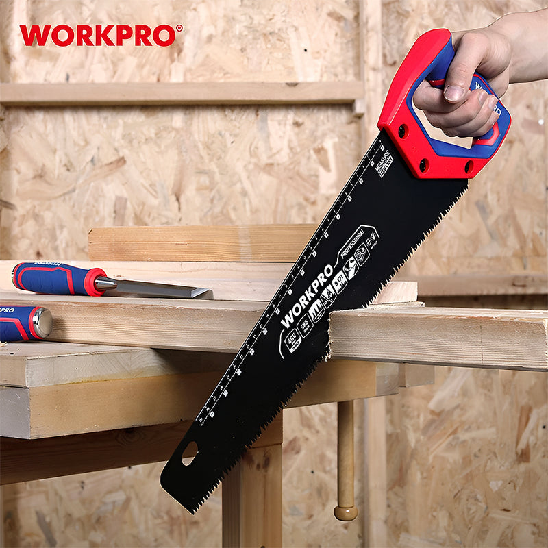 Cưa bảng cầm tay loại tốt, lưỡi cưa bằng thép SK5, dài 400mm (16 inches), tay cầm bằng nhựa chống trượt Workpro WP215013