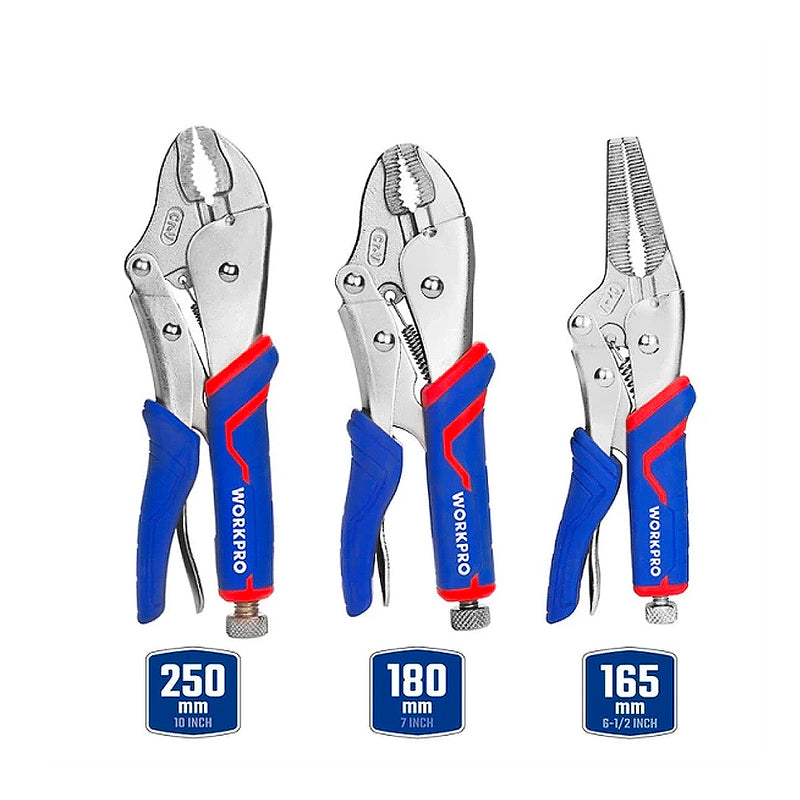 Bộ 3 cây kìm bấm chết loại công nghiệp, thép CR-V, tay cầm bọc nhựa chống trượt Workpro WP201003