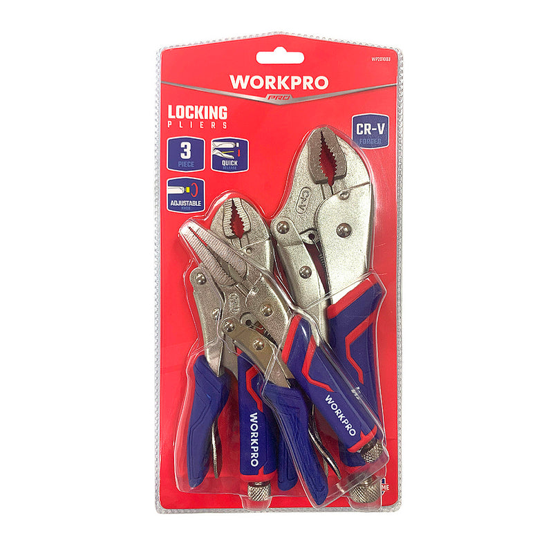 Bộ 3 cây kìm bấm chết loại công nghiệp, thép CR-V, tay cầm bọc nhựa chống trượt Workpro WP201003