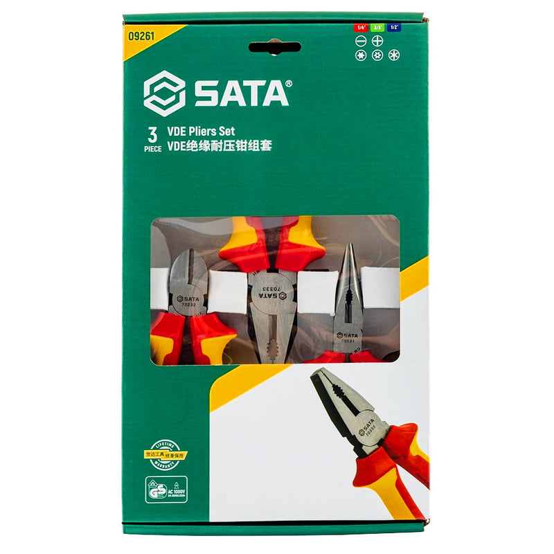 Bộ kìm cách điện 1000V VDE 3 chi tiết SATA 09261