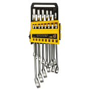 Bộ cờ lê vòng miệng hệ mét 14 chi tiết Stanley STMT78092-8 kích thước 8mm đến 24mm gài trên giá nhựa treo