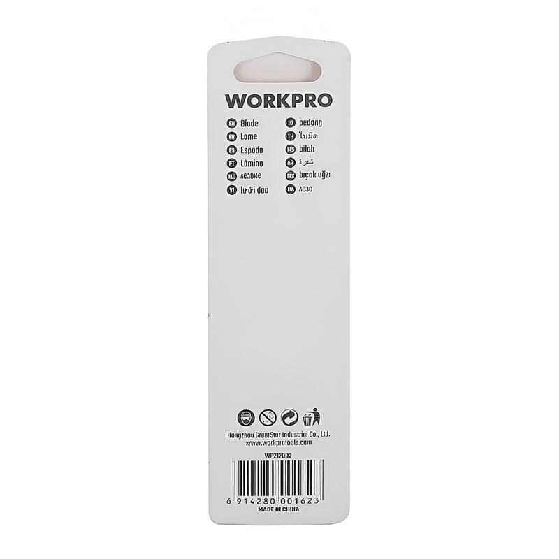 Hộp 10 lưỡi Lưỡi dao rọc giấy bằng thép SK5, chiều rộng 18mm Workpro W212002