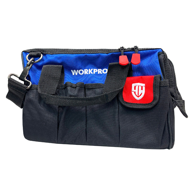 Túi đựng dụng cụ bằng vải bố, khoá kéo ở trên, nhiều ngăn phụ Workpro