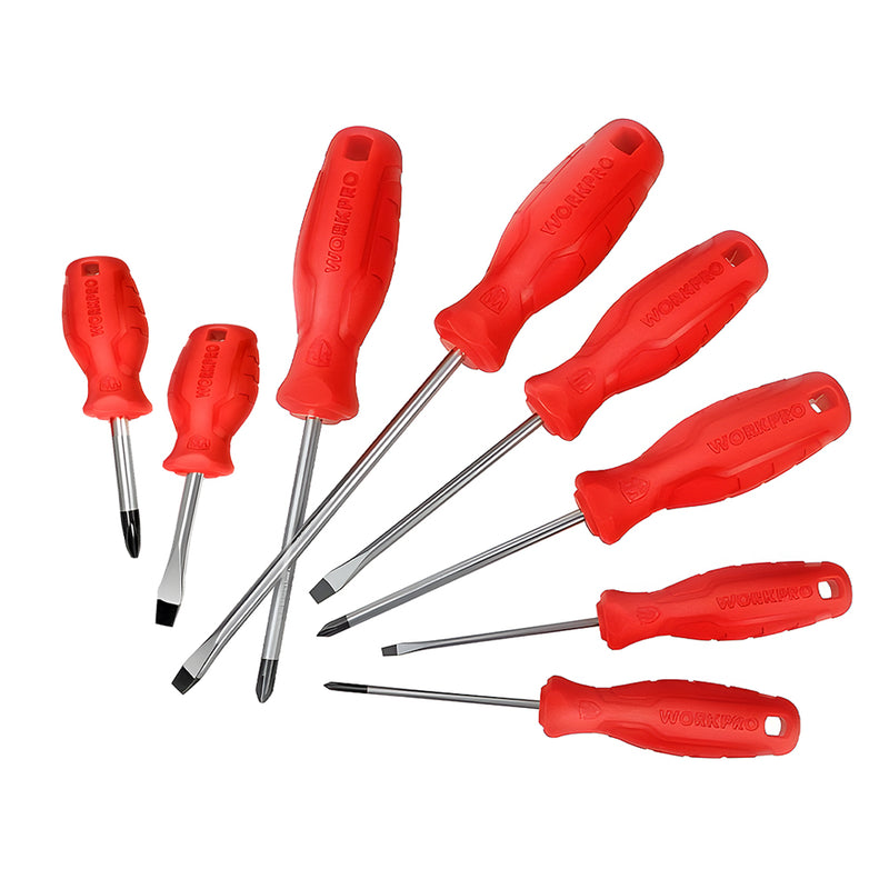 Bộ 8 cây tua vít (4 cây đầu dẹp, 4 cây đầu bake), thép CR-V Workpro WP200502