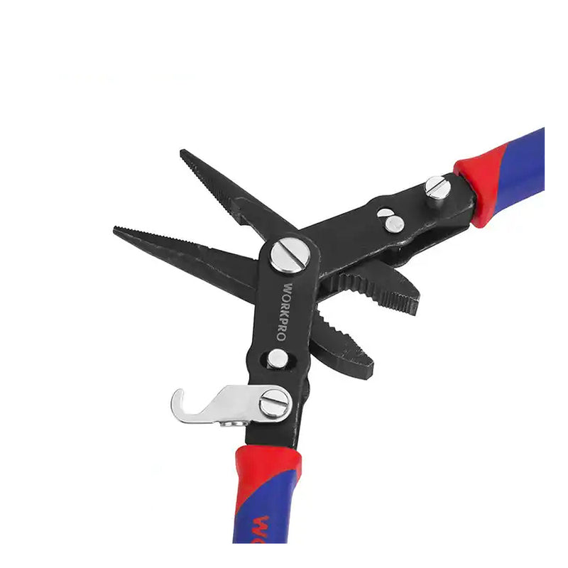 Kìm lật hàm lò xo 2 trong 1, đổi chức năng bằng cách lật tay cầm, dài 8 inch (200mm), thép CR-V Workpro WP231084 (mã cũ W031113)