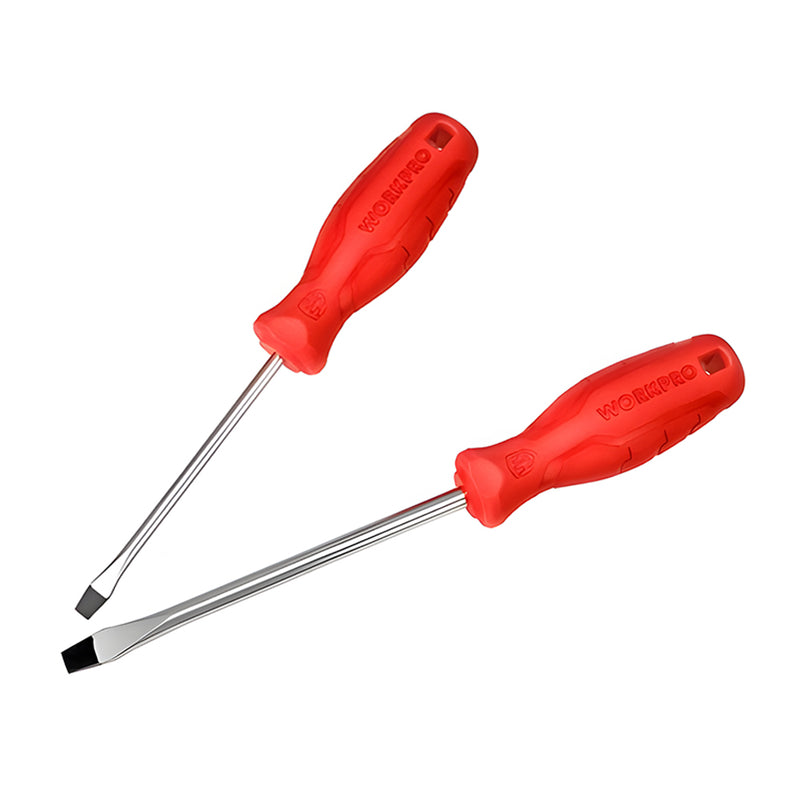 Tua vít đầu dẹp thép CR-V, có nam châm mạ chrome chống gỉ Workpro