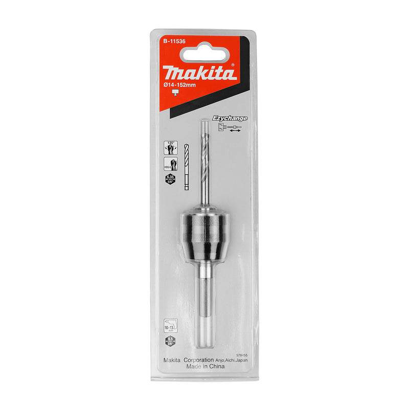 Bộ mũi khoan định tâm kèm đầu tháo lắp nhanh Ezychange Makita B-11536 chất liệu HSS-G, đuôi lục giác trơn 3/8 inch (9.5mm)