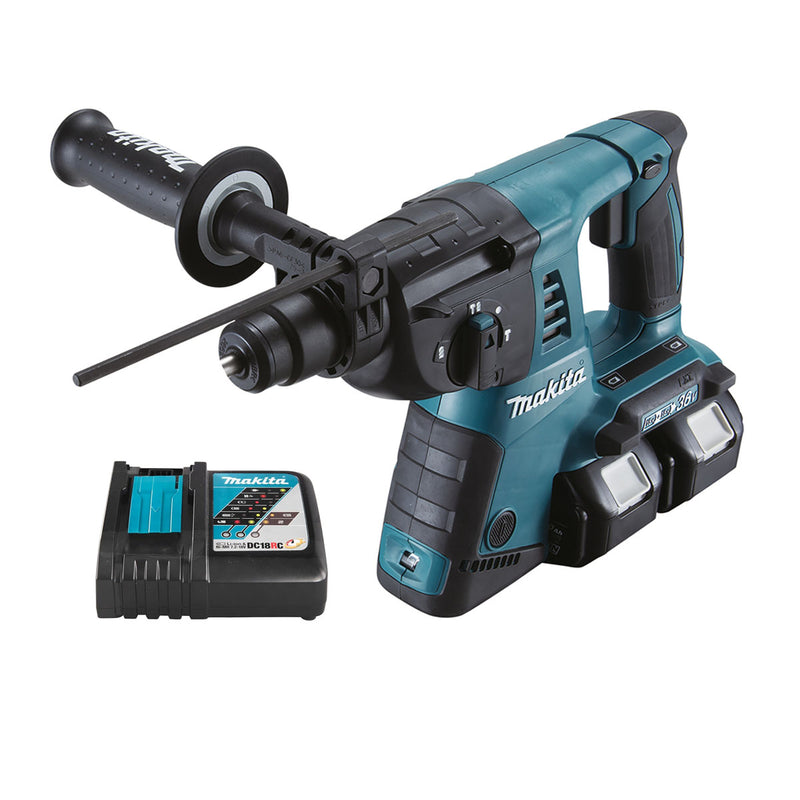 Máy khoan bê tông 3 chức năng Makita DHR263 dùng Pin 18V x2 LXT khả năng khoan 26mm đuôi gài SDS-Plus
