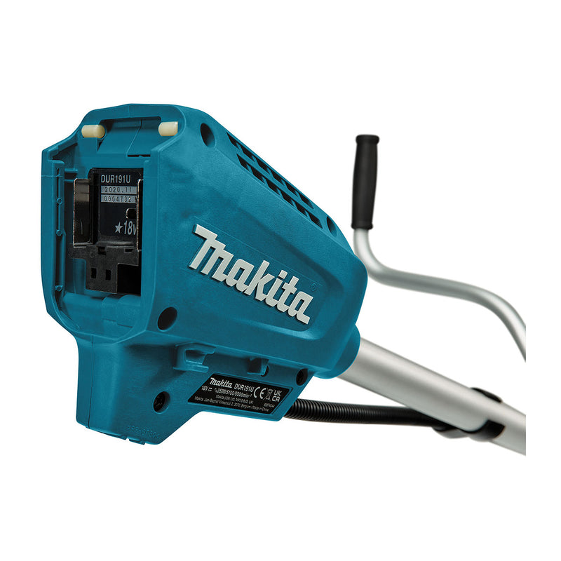 Máy cắt cỏ Makita DUR191U dùng Pin 18V LXT công suất 240W, độ rộng cắt tối đa 300mm, trục có thể tháo rời, tay cầm chữ U